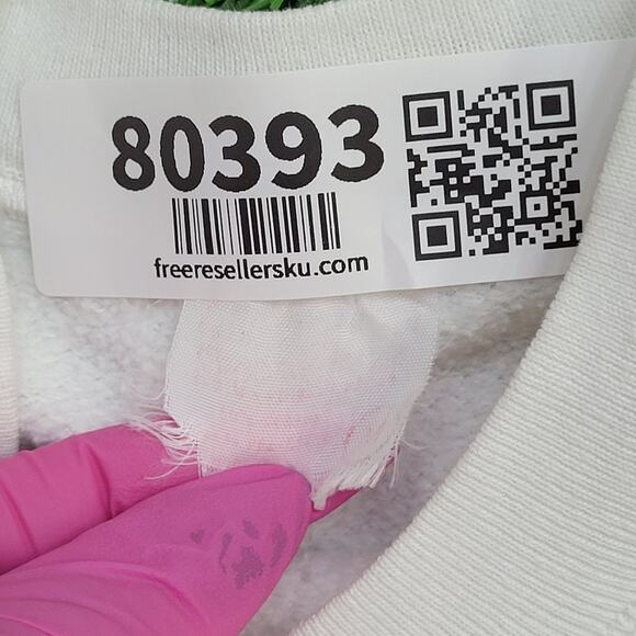 Vintage 80s Chit-Chat Sweatshirt Womens M/L 20x20 Boxy White - Picture 7 of 13